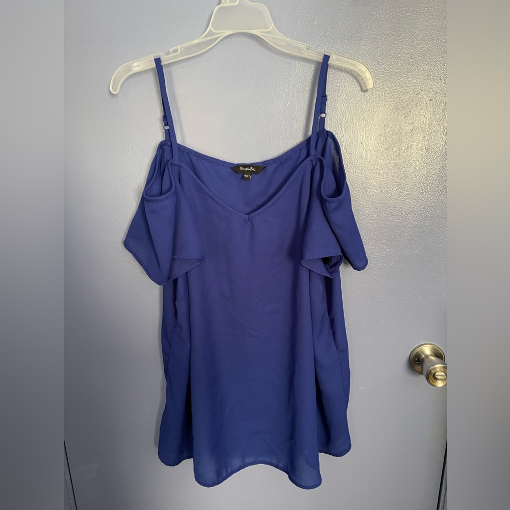 Size XL Simply Be Blue Cold Shoulder Blouse